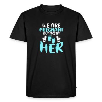 Nous sommes enceintes mais surtout son look de partenaire de naissance - T-shirt Premium bio Homme - noir - Devant - Nico (187cm)