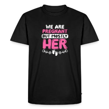 Nous sommes enceintes mais surtout son look de partenaire de naissance - T-shirt Premium bio Homme - noir - Devant - Nico (187cm)