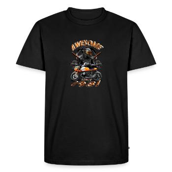 Génial depuis 1981, anniversaire du motard - T-shirt Premium bio Homme - noir - Devant - Nico (187cm)