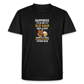Berger allemand vieil homme avec de la bière heureux - T-shirt Premium bio Homme - noir - Devant - Nico (187cm)