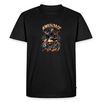 Génial depuis 1981, anniversaire du motard - T-shirt Premium bio Homme - noir - Devant - Nico (187cm)