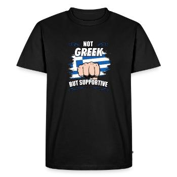 Pas grec mais soutien touristique grec - T-shirt Premium bio Homme - noir - Devant - Nico (187cm)