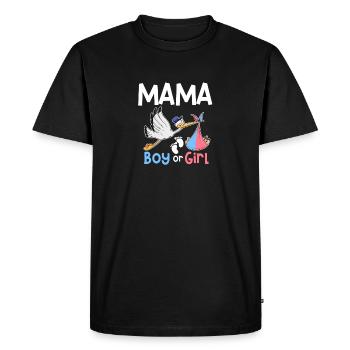 Mama Boy ou Girl Sexe Révéler l’annonce de grossesse - T-shirt Premium bio Homme - noir - Devant - Nico (187cm)