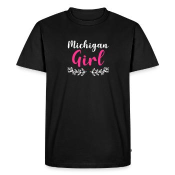 Michigan Girl City State American Town Country - Men's Premium Organic T-Shirt - black - Front - Nico (187cm)
