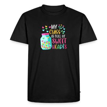 My Class Is Full Of Sweet Hearts Teacher School - Men's Premium Organic T-Shirt - black - Front - Nico (187cm)