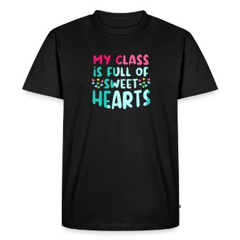 My Class Is Full Of Sweet Hearts Teacher School - Men's Premium Organic T-Shirt - black - Front - Nico (187cm)