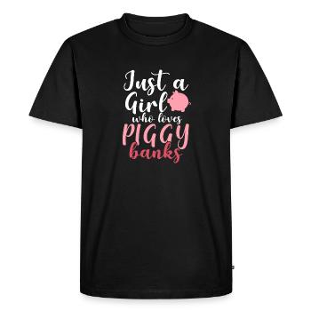 Juste une fille qui aime les banques à piggs sauver - T-shirt Premium bio Homme - noir - Devant - Nico (187cm)