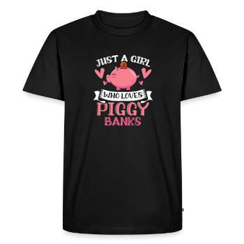Juste une fille qui aime les banques à piggs sauver - T-shirt Premium bio Homme - noir - Devant - Nico (187cm)