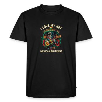 I Love My Hot Mexican Boyfriend Mexico Pride Count - Men's Premium Organic T-Shirt - black - Front - Nico (187cm)
