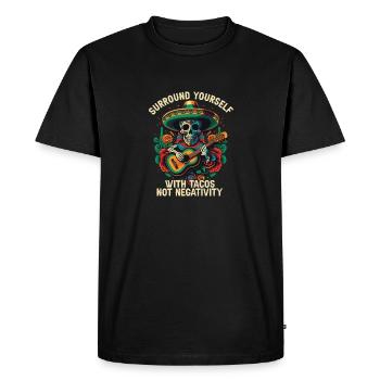 Entourez-vous de tacos et non de négativité Mexica - T-shirt Premium bio Homme - noir - Devant - Nico (187cm)