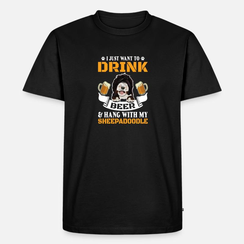 Sheepadoodle Doodle Hund - Männer Premium Bio T-Shirt - Schwarz
