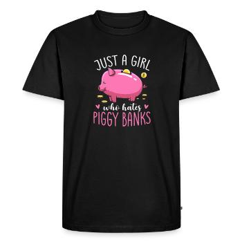 Juste une fille qui déteste les tirelires - T-shirt Premium bio Homme - noir - Devant - Nico (187cm)