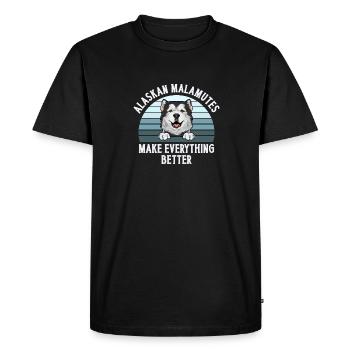 Alaskan Malamute Dog - Men's Premium Organic T-Shirt - black - Front - Nico (187cm)
