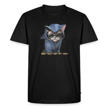 Cool angry cat - Get out of my way! - Men's Premium Organic T-Shirt - black - Front - Nico (187cm)