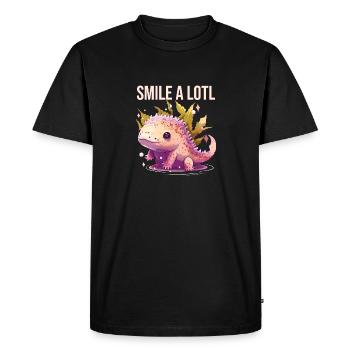 Smile A Lotl Axolotl Lover Amphibian Mexican Walki - T-shirt Premium bio Homme - noir - Devant - Nico (187cm)