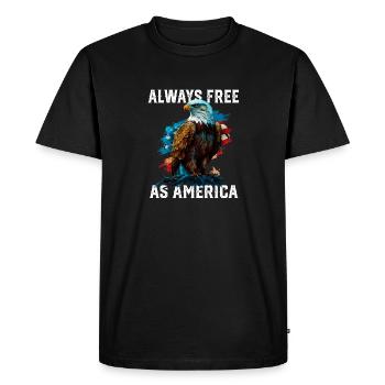 Always Free as America American Bald Eagle USA - Men's Premium Organic T-Shirt - black - Front - Nico (187cm)