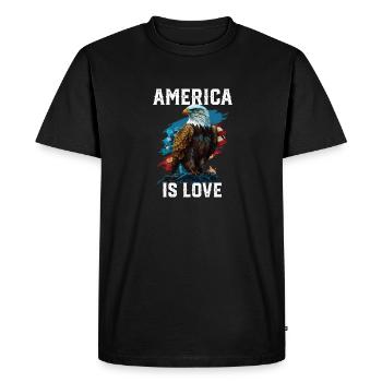 America Is Love American Bald Eagle 4th Of July - Men's Premium Organic T-Shirt - black - Front - Nico (187cm)