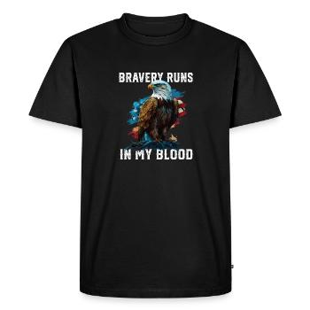 La bravoure coule dans mon sang Patriotisme Patriotique - T-shirt Premium bio Homme - noir - Devant - Nico (187cm)