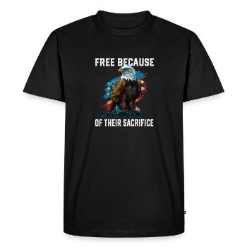 Libres à cause de leur sacrifice Chauve américain - T-shirt Premium bio Homme - noir - Devant - Nico (187cm)