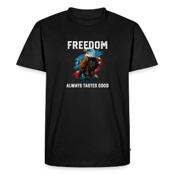 Freedom Always Tastes Good Patriotic Patriotism - Men's Premium Organic T-Shirt - black - Front - Nico (187cm)