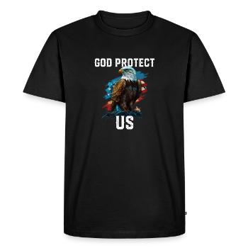 God Protect US American Bald Eagle Christian 4th - Men's Premium Organic T-Shirt - black - Front - Nico (187cm)