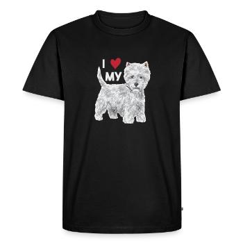 West Highland White Terrier Westie - T-shirt Premium bio Homme - noir - Devant - Nico (187cm)