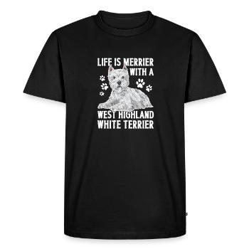West Highland White Terrier Westie - T-shirt Premium bio Homme - noir - Devant - Nico (187cm)