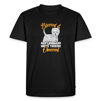 West Highland White Terrier Westie - T-shirt Premium bio Homme - noir - Devant - Nico (187cm)