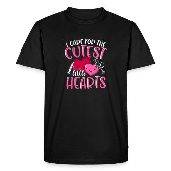 I Care For The Cutest Little Hearts - Men's Premium Organic T-Shirt - black - Front - Nico (187cm)