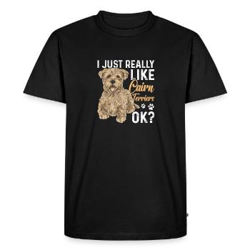 Cairn Terrier Chien - T-shirt Premium bio Homme - noir - Devant - Nico (187cm)