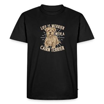 Cairn Terrier Chien - T-shirt Premium bio Homme - noir - Devant - Nico (187cm)