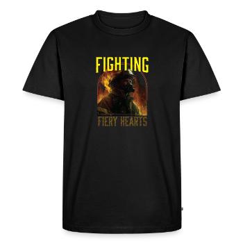 Fighting Fiery Hearts Fire Rescue Firefighting - Men's Premium Organic T-Shirt - black - Front - Nico (187cm)