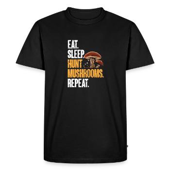 Chasse aux champignons, champignons, morilles, cueillette de champignons, cueillette de champignons - T-shirt Premium bio Homme - noir - Devant - Nico (187cm)