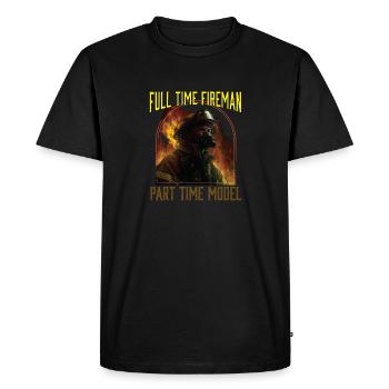 Pompier à temps plein Temps partiel Modèle drôle - T-shirt Premium bio Homme - noir - Devant - Nico (187cm)