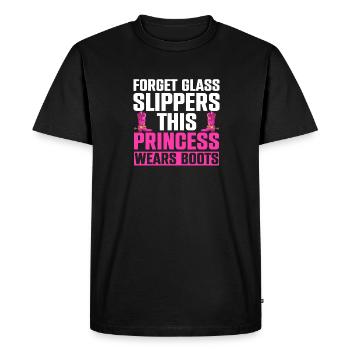 Oubliez les pantoufles de verre Cette princesse porte des bottes - T-shirt Premium bio Homme - noir - Devant - Nico (187cm)