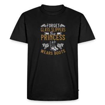 Oubliez les pantoufles de verre Cette princesse porte des bottes - T-shirt Premium bio Homme - noir - Devant - Nico (187cm)