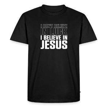 I Don't Believe In Luck I Believe In Jesus - Men's Premium Organic T-Shirt - black - Front - Nico (187cm)