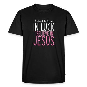 I Don't Believe In Luck I Believe In Jesus - Men's Premium Organic T-Shirt - black - Front - Nico (187cm)