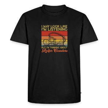 Parc d’attractions Parc à thème Penser à Roller C - T-shirt Premium bio Homme - noir - Devant - Nico (187cm)
