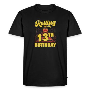 Roller Coaster Amusement Park Rolling Into My 13th - Men's Premium Organic T-Shirt - black - Front - Nico (187cm)