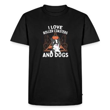 Parc à thème Vacances J’aime les montagnes russes et le chien - T-shirt Premium bio Homme - noir - Devant - Nico (187cm)