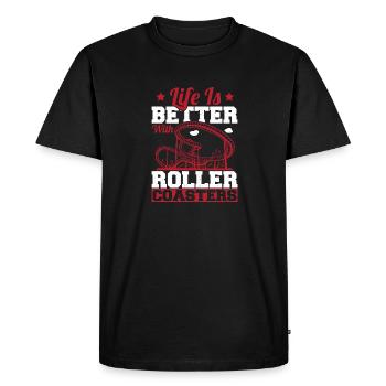 Theme Park Vacation Life Is Better With Roller Coa - Men's Premium Organic T-Shirt - black - Front - Nico (187cm)