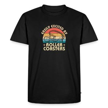 Facilement excité par les montagnes russes Parc à thème Vacat - T-shirt Premium bio Homme - noir - Devant - Nico (187cm)