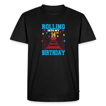 Rolling Into My 14th Birthday Amusement Park Roll - Men's Premium Organic T-Shirt - black - Front - Nico (187cm)