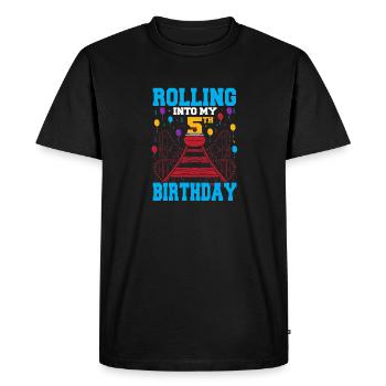 Un garçon de vacances de parc à thème roulant dans ma 5ème naissance - T-shirt Premium bio Homme - noir - Devant - Nico (187cm)