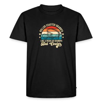 Theme Park Grandfather Amusement Park Roller Coast - Men's Premium Organic T-Shirt - black - Front - Nico (187cm)