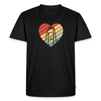 Parc à thème Vacances Retro Heart Roller Coaster - T-shirt Premium bio Homme - noir - Devant - Nico (187cm)