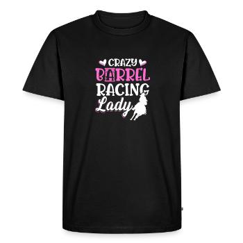 Crazy Barrel Racing Lady Horse Rodeo Western Barre - T-shirt Premium bio Homme - noir - Devant - Nico (187cm)