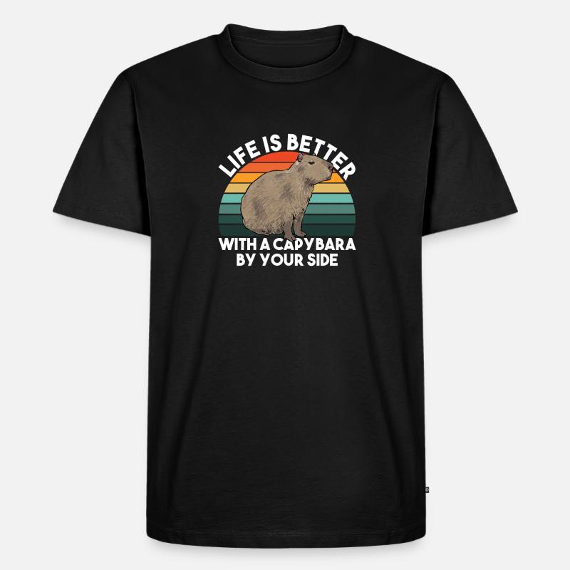 Capybara Nagetier - Männer Premium Bio T-Shirt - Schwarz