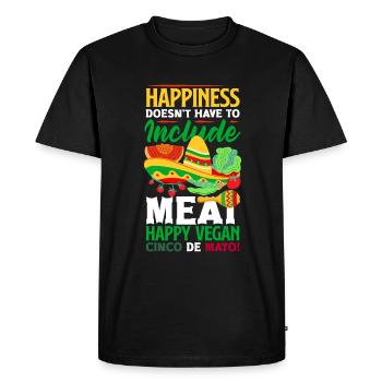 Le bonheur n’a pas besoin d’inclure de la viande Végétalien - T-shirt Premium bio Homme - noir - Devant - Nico (187cm)
